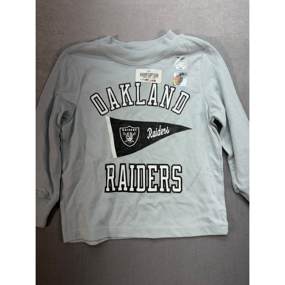 New NFL Oakland Raiders Toddlers Kids Long Sleeve Shirt Gray Size 2T